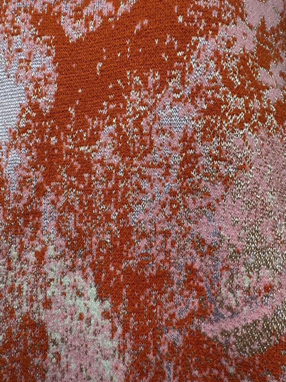 Anthropologie Abstract Coral and Pink Cowlneck Sweater - Picture 2 of 7